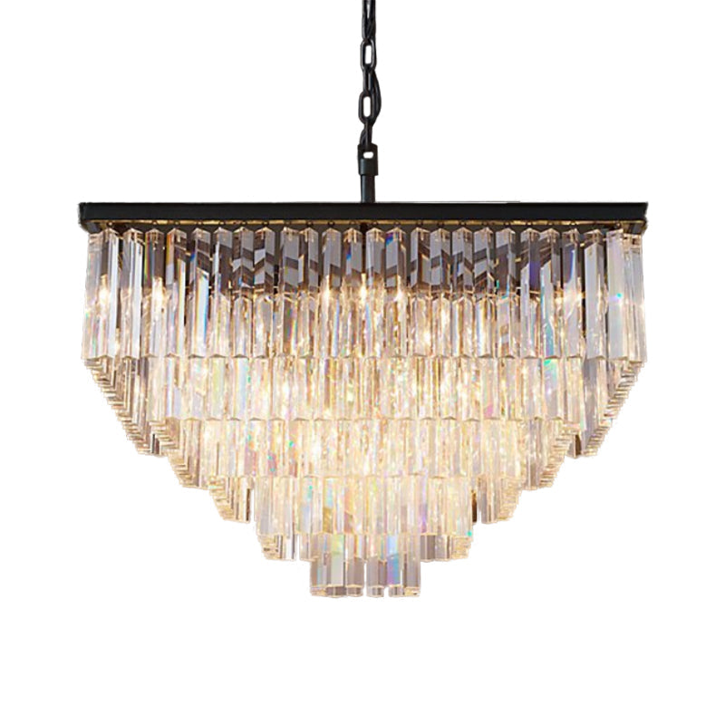 Modern 3/5/7-Tier Living Room Chandelier With Clear Crystal Shade And Led Suspension Pendant Various