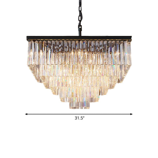 Modern 3/5/7-Tier Living Room Chandelier With Clear Crystal Shade And Led Suspension Pendant Various