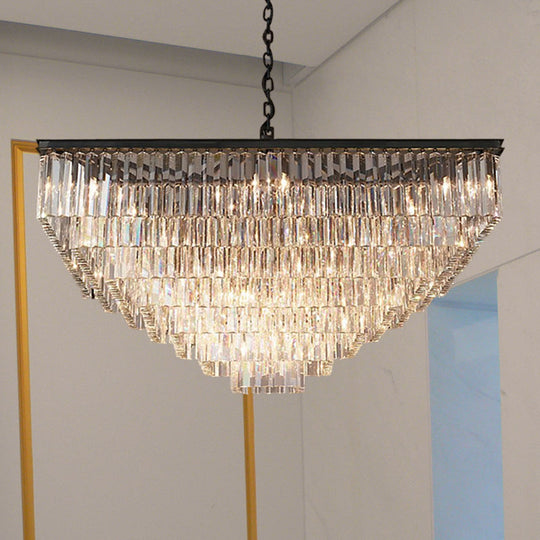 Modern 3/5/7-Tier Living Room Chandelier With Clear Crystal Shade And Led Suspension Pendant Various