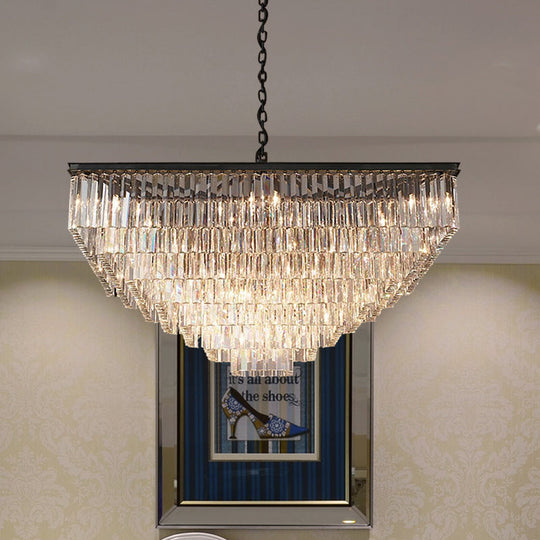 Modern 3/5/7-Tier Living Room Chandelier With Clear Crystal Shade And Led Suspension Pendant Various