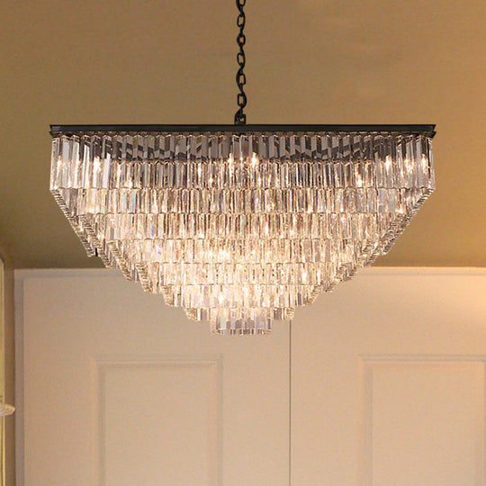 Modern 3/5/7-Tier Living Room Chandelier With Clear Crystal Shade And Led Suspension Pendant Various