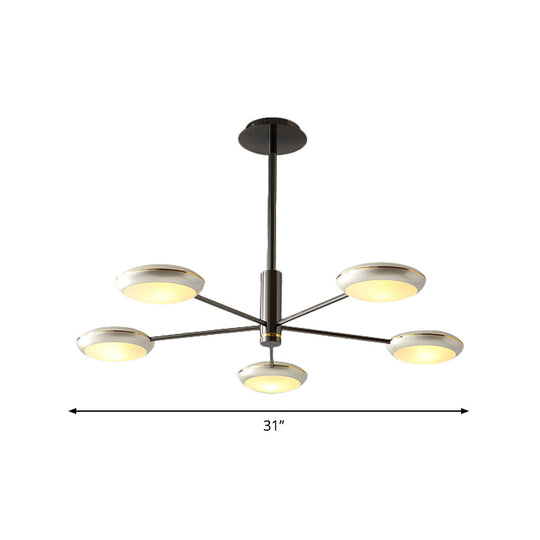 Modern Silver 5-Light Disc Hanging Ceiling Chandelier For Dining Rooms