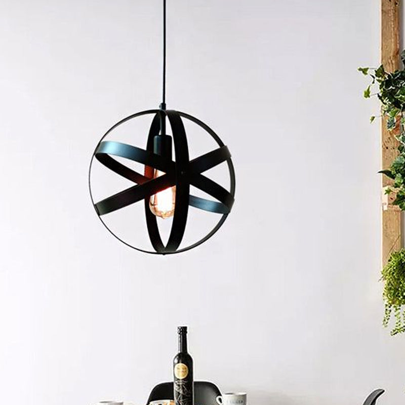 Retro Style Iron Black Orb Ceiling Lighting Dining Living Room Black Hanging Lamp