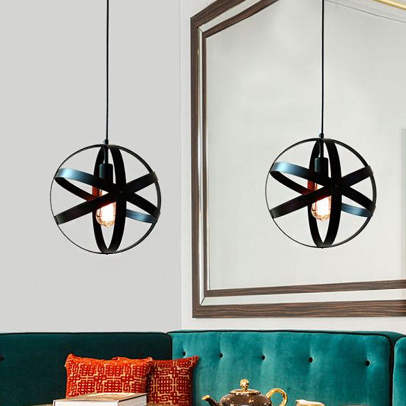 Retro Style Iron Black Orb Ceiling Lighting Dining Living Room Hanging Lamp Pendant