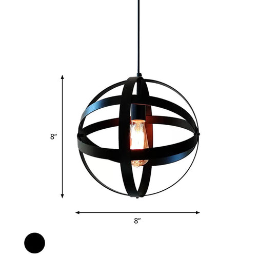 Retro Style Iron Black Orb Ceiling Lighting Dining Living Room Hanging Lamp Pendant