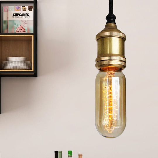 Retro Metallic Mini Hanging Ceiling Light Fixture with Adjustable Brass Cord - 1 Head