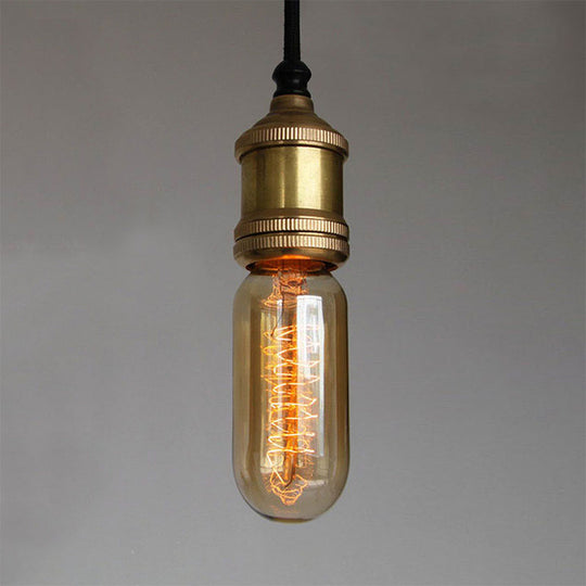 Retro Metallic Mini Hanging Ceiling Light Fixture with Adjustable Brass Cord - 1 Head