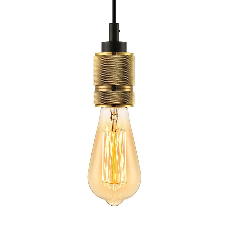 Vintage-Style Golden Exposed Bulb Ceiling Fixture: 1-Head Metal Suspension Lamp For Bedroom