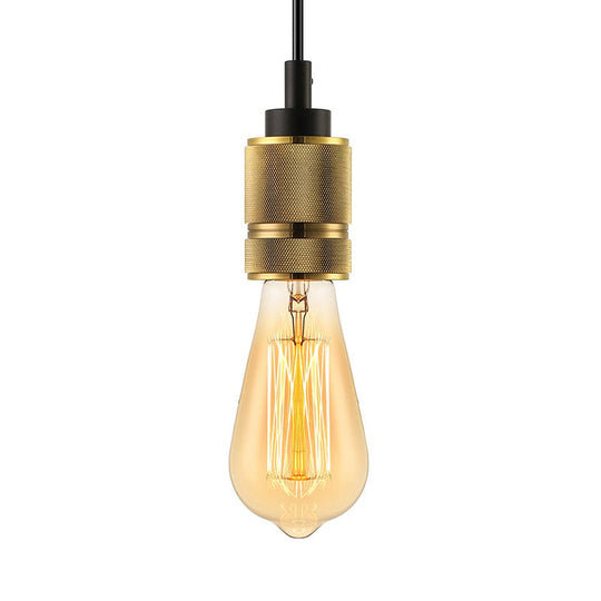 Vintage-Style Golden Exposed Bulb Ceiling Fixture: 1-Head Metal Suspension Lamp For Bedroom