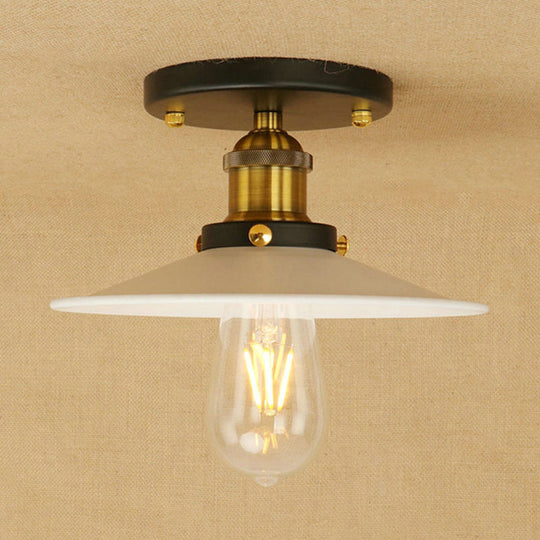 Sleek Saucer Ceiling Light In Black/White For Kitchen - Loft Semi Flush Mount Lighting With 1 Bulb