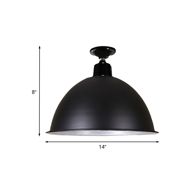 Modern Black Dome Ceiling Light for Dining Room - Loft Style, 1 Head, 12"/14" Width