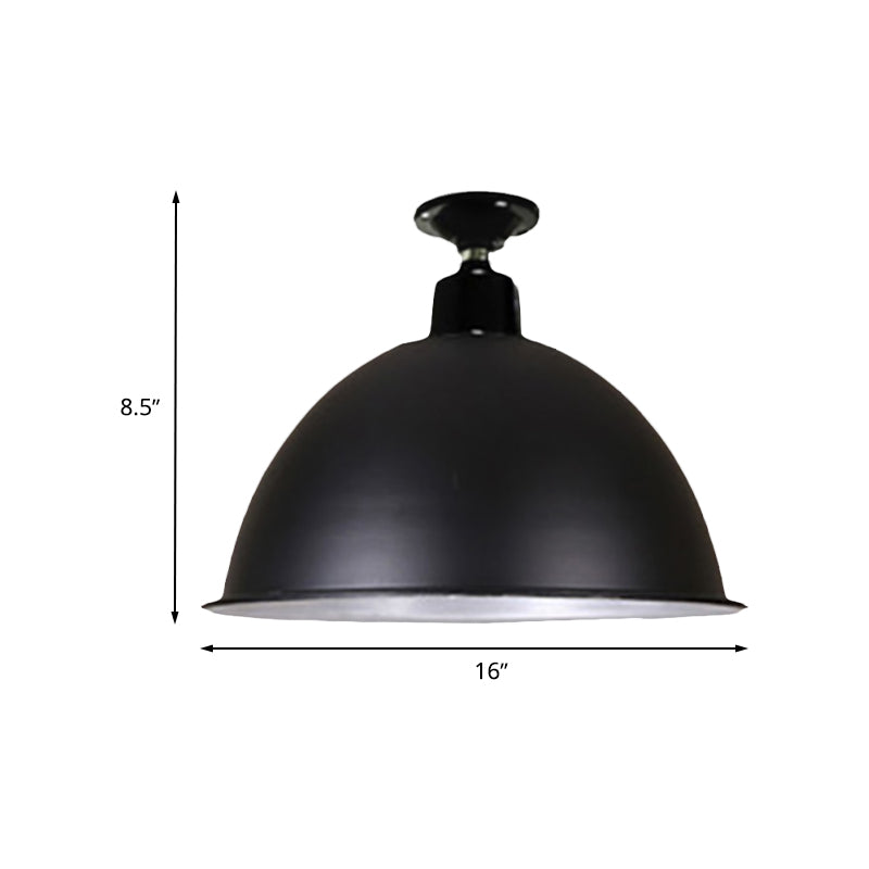 Modern Black Dome Ceiling Light for Dining Room - Loft Style, 1 Head, 12"/14" Width