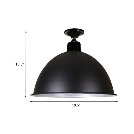 Modern Black Dome Ceiling Light for Dining Room - Loft Style, 1 Head, 12"/14" Width