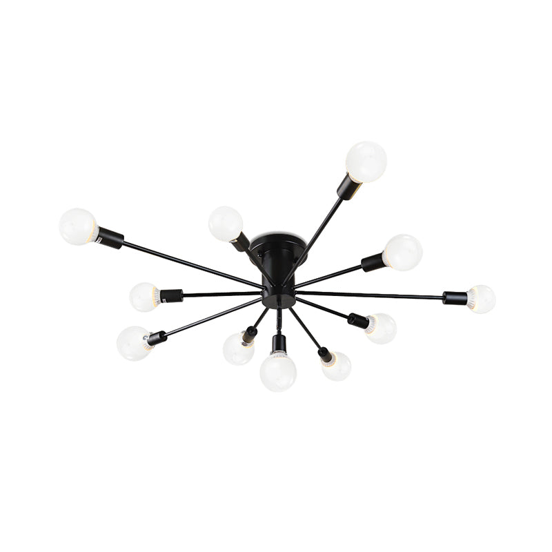 6/8 Head Retro Metal Ceiling Light Fixture - Semi Flush Mount Lighting for Bedroom in Black/White