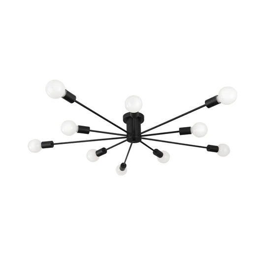 6/8 Head Retro Metal Ceiling Light Fixture - Semi Flush Mount Lighting For Bedroom In Black/White