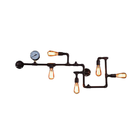 Industrial Twisted Pipe Wall Light Fixture - 5-Head Iron Mount Sconce For Bedroom Black/Bronze