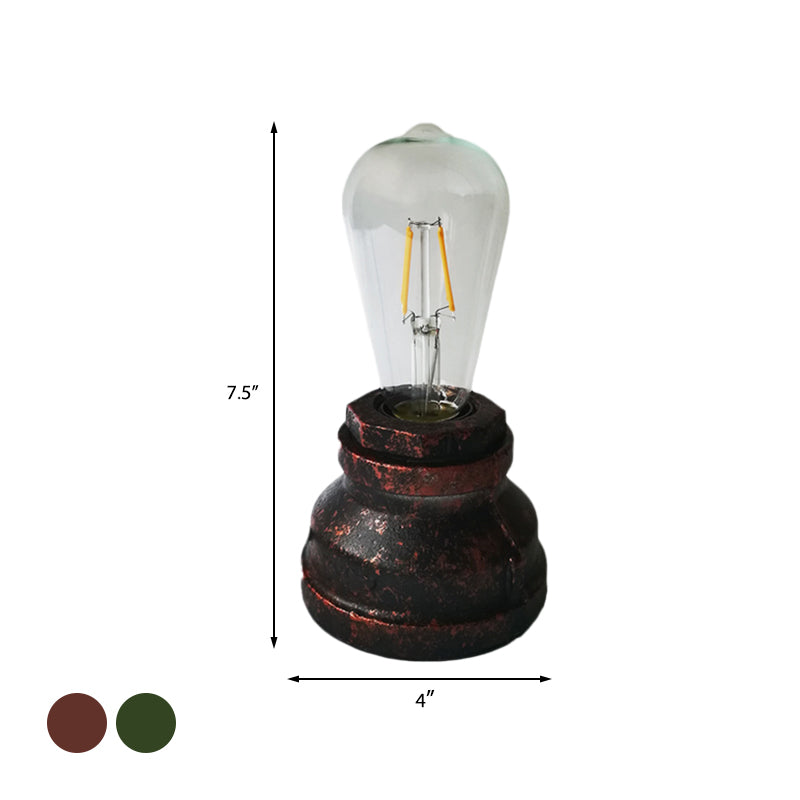 Vintage Copper/Gold Finish Plug-In Desk Lamp With Bare Bulb - 1-Light Metallic Small Table For Study