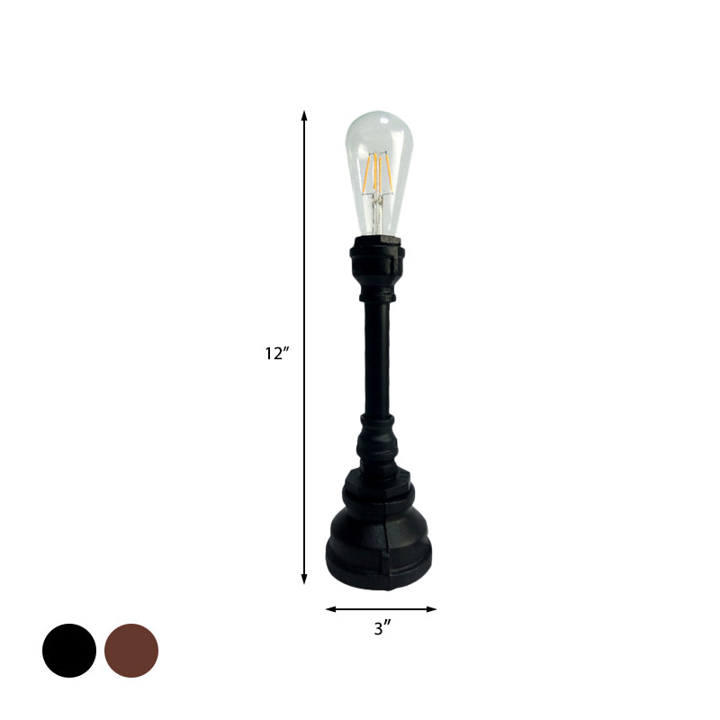 Rustic Farmhouse Metal Nightstand Lamp - Plug In Table Light With 1 Bulb Black/Rust Finish For Bar