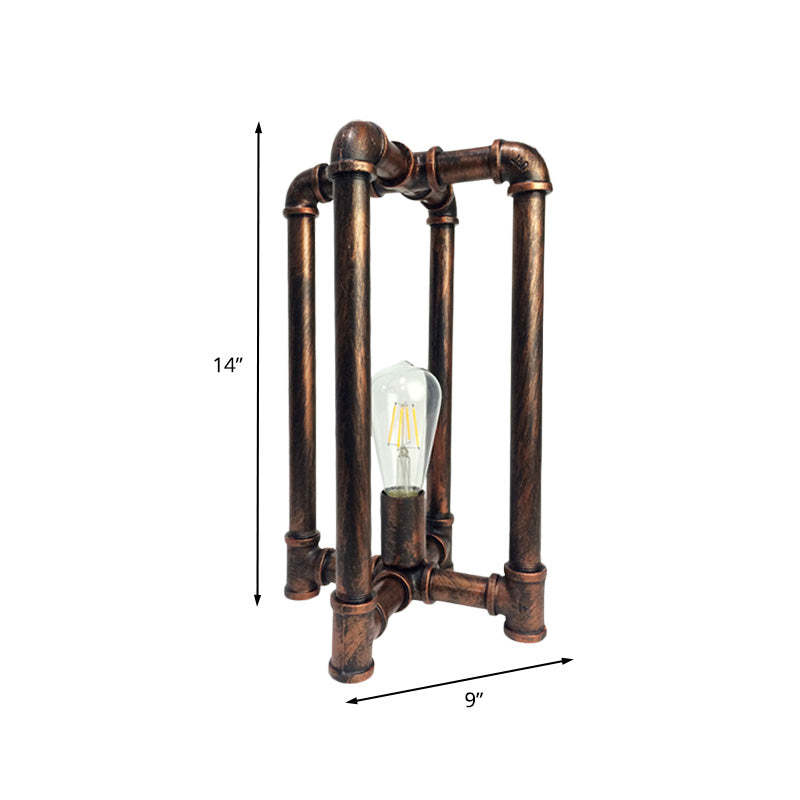 Iron Rust Industrial Nightstand Lamp With Cross Pipe Design - Task Lighting For Restaurants