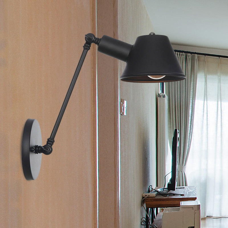 Farmhouse Black Iron Wall Lamp Sconce With Swing Arm - Bell Mount Light Fixture

Note: While It Is