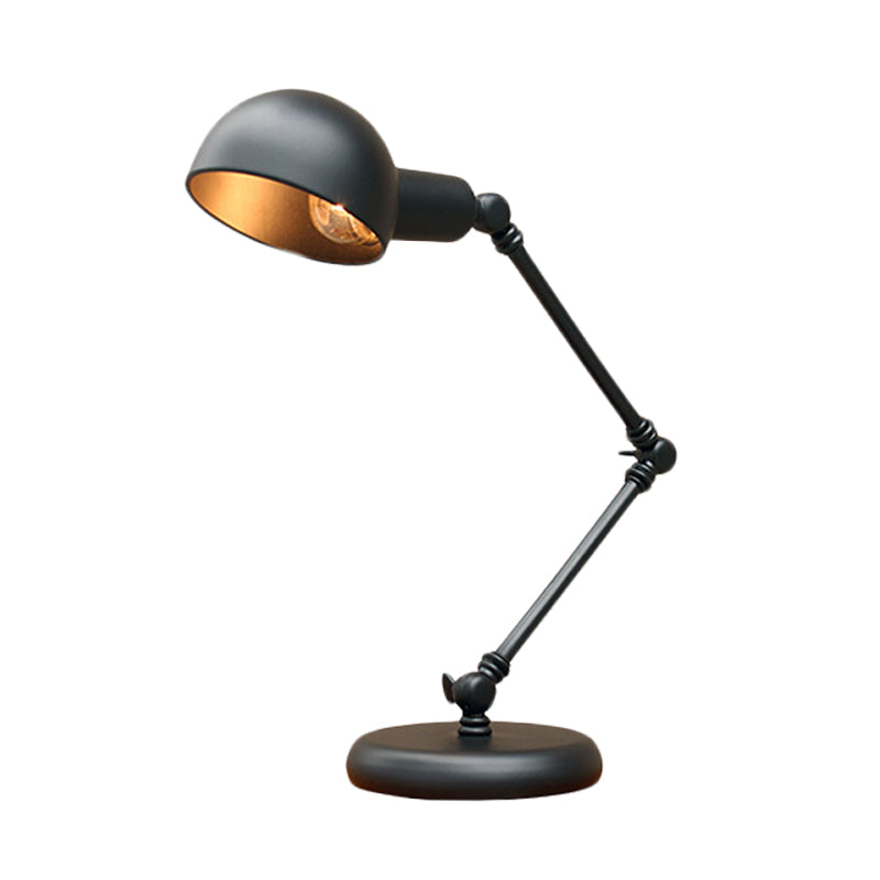 Vintage Iron Dome Swing Arm Restaurant Table Lamp - Black Finish 1-Head 4.5/6 Wide Desk Lighting