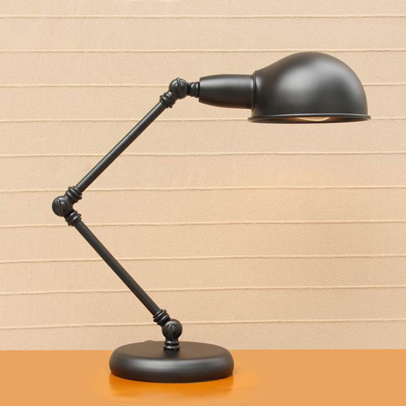 Vintage Iron Dome Swing Arm Restaurant Table Lamp - Black Finish 1-Head 4.5/6 Wide Desk Lighting / 6