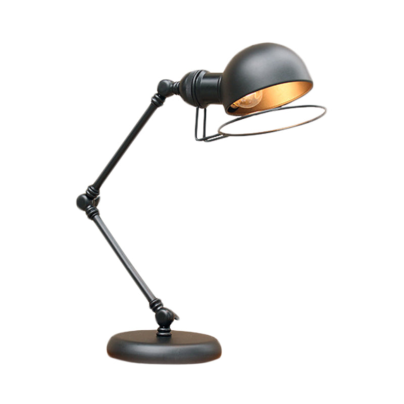 Industrial Black Dome Task Light Table Lamp With Swing Arm 6.5/8 Width