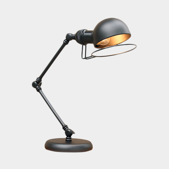 Industrial Black Dome Task Light Table Lamp With Swing Arm 6.5/8 Width