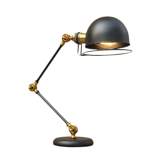 Industrial Black Dome Task Light Table Lamp With Swing Arm 6.5/8 Width