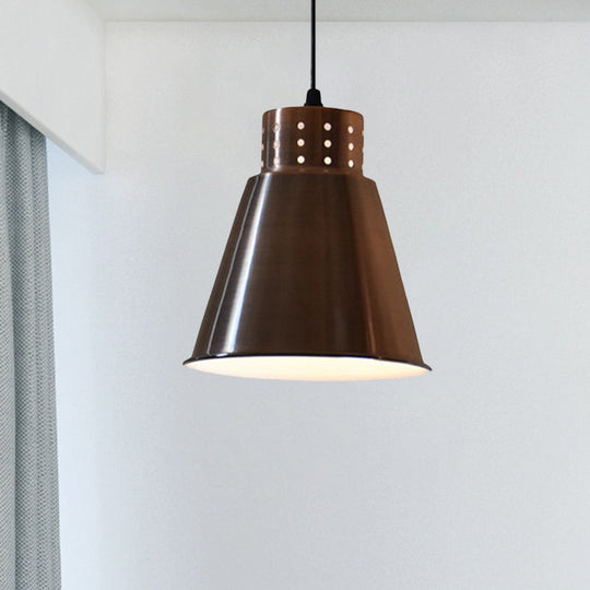 Iron Rose Gold Hanging Farmhouse Pendant Light With Multiple Shade Options For Restaurants - 1 Bulb