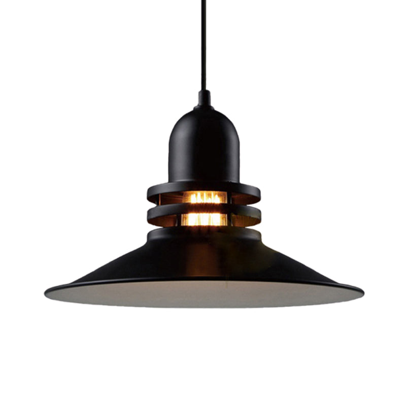 Vintage Black Flare Iron Suspension Light - Restaurant Ceiling Lamp