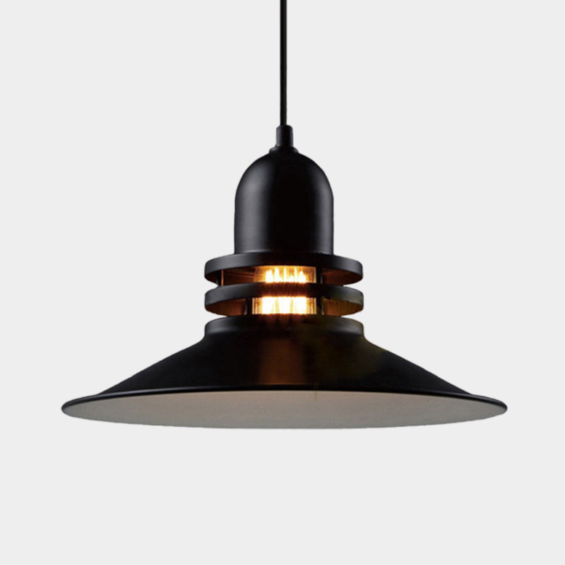 Vintage Black Flare Iron Suspension Light - Restaurant Ceiling Lamp