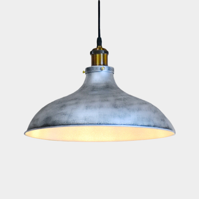 Rustic Silver Ceiling Lamp with Barn Metal Shade for Living Room