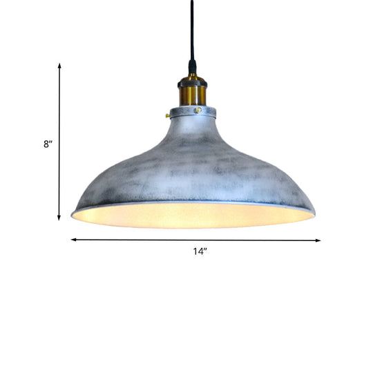 Rustic Barn Metal Ceiling Lamp With Silver Shade For Living Room