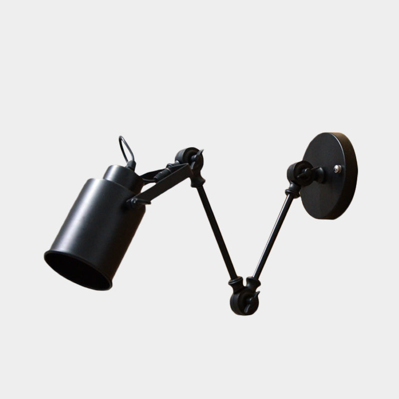 Industrial Iron Swing Arm Wall Sconce Lamp - Black Corridor Lighting