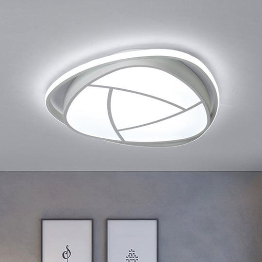 White Metal LED Flush Mount Ceiling Light with Acrylic Shade - Flower Bedroom