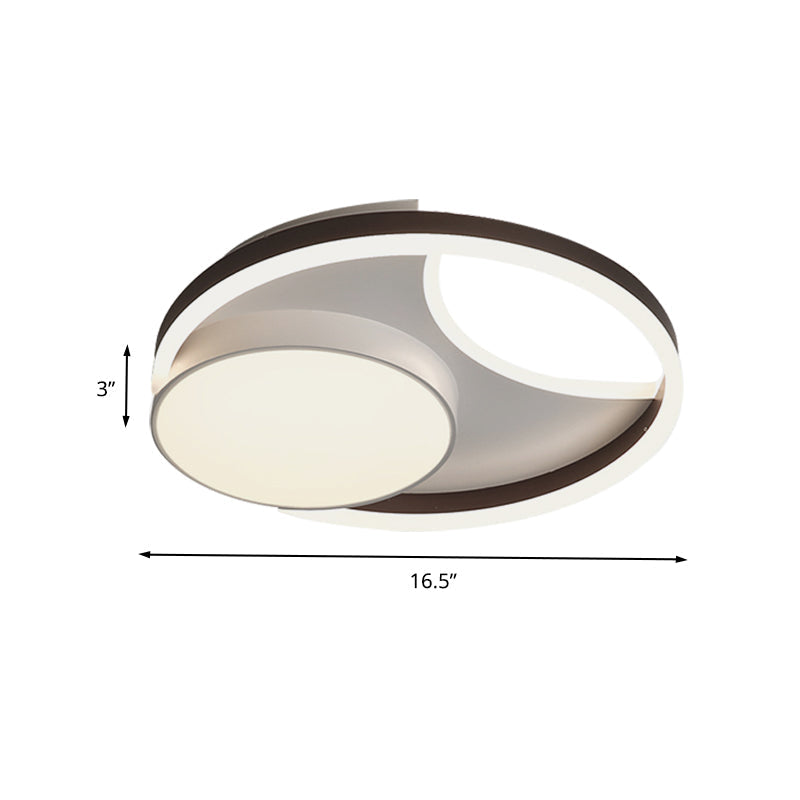 Minimalist Metallic Led Ceiling Mounted Flushmount Lighting In Coffee For Bedroom - 16.5/20.5 Wide