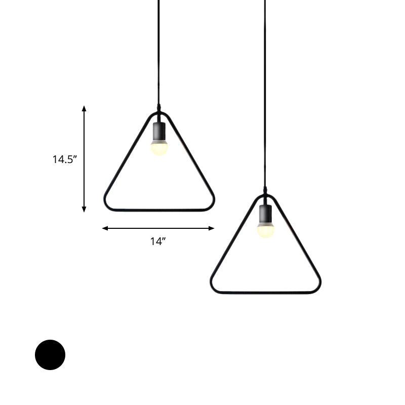 Black Metal Ceiling Pendant Light For Dining Room - Industrial Design Triangle/Round Shape 1 Head