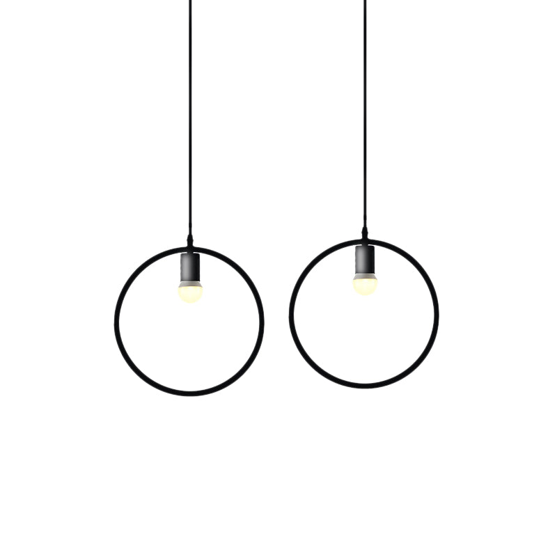 Black Metal Industrial Pendant Light with Frame Shade for Dining Room - 1 Head Ceiling Lighting