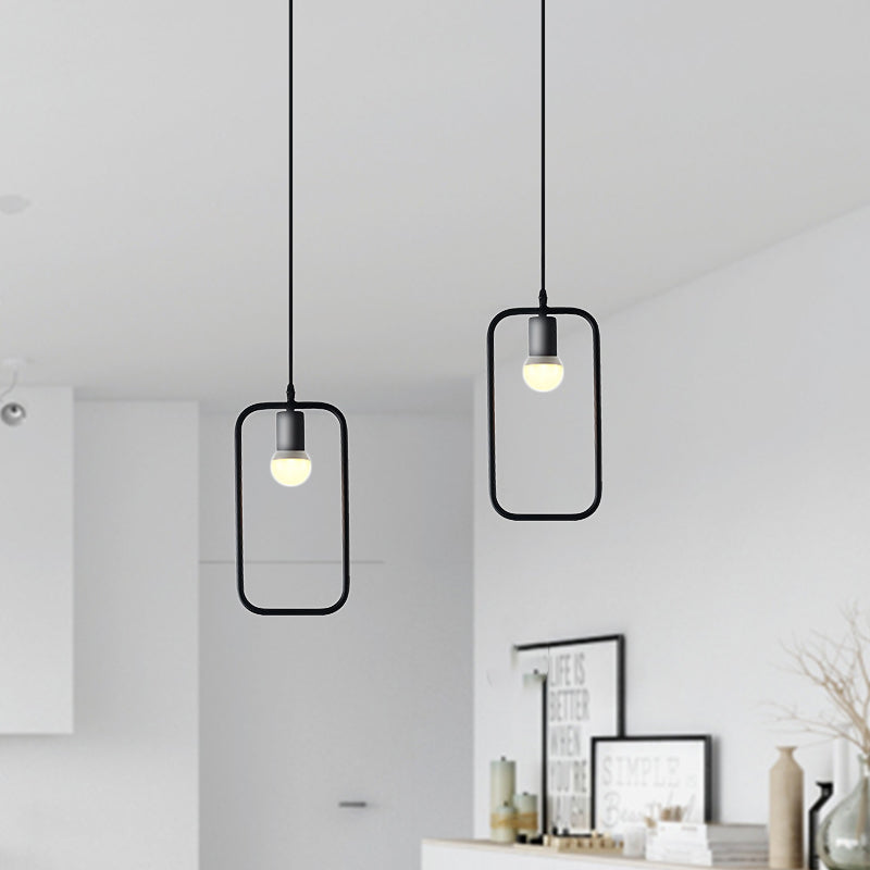 Black Metal Ceiling Pendant Light For Dining Room - Industrial Design Triangle/Round Shape 1 Head