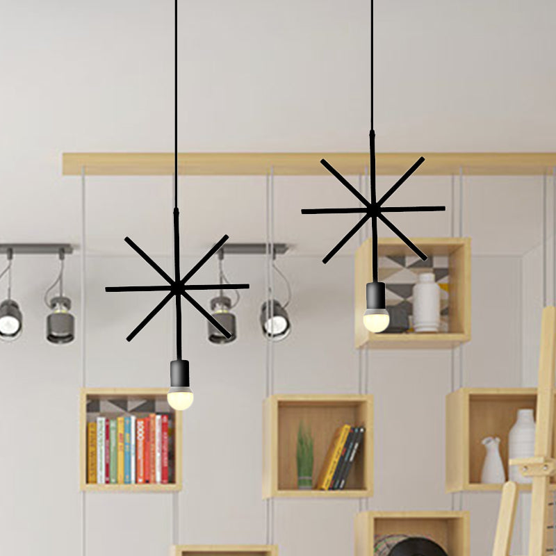 Black Metal Ceiling Pendant Light For Dining Room - Industrial Design Triangle/Round Shape 1 Head