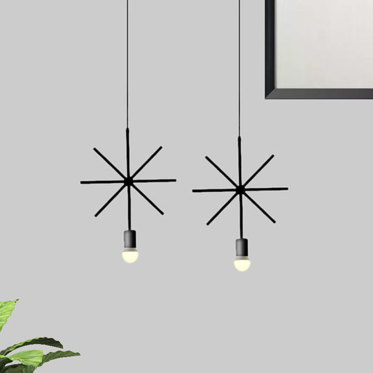 Black Metal Industrial Pendant Light with Frame Shade for Dining Room - 1 Head Ceiling Lighting