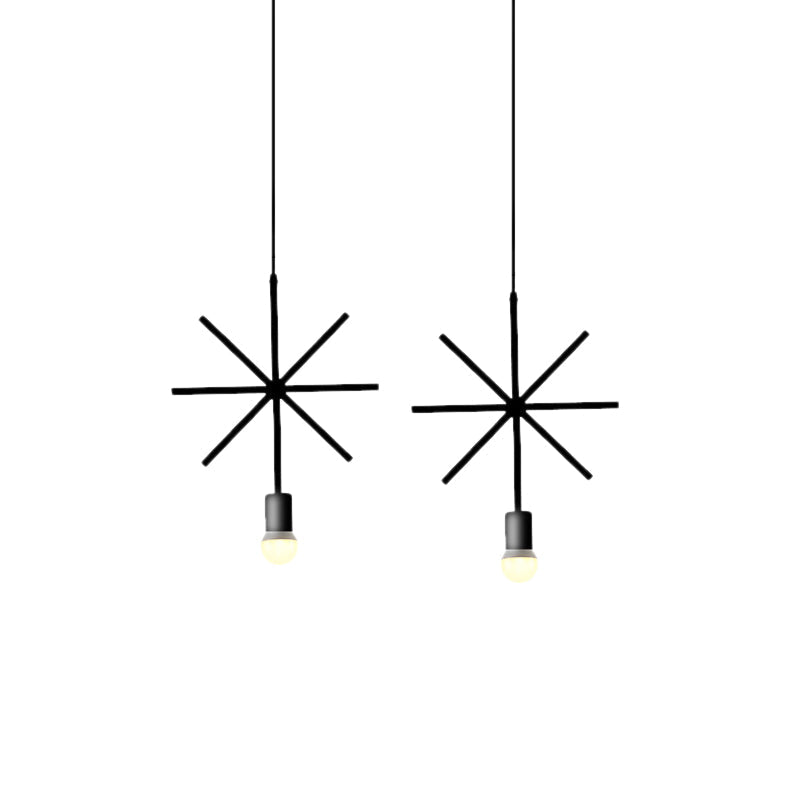 Black Metal Industrial Pendant Light with Frame Shade for Dining Room - 1 Head Ceiling Lighting