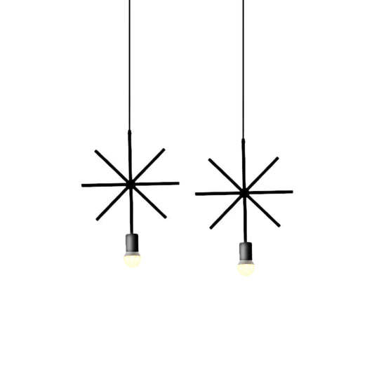 Black Metal Ceiling Pendant Light For Dining Room - Industrial Design Triangle/Round Shape 1 Head