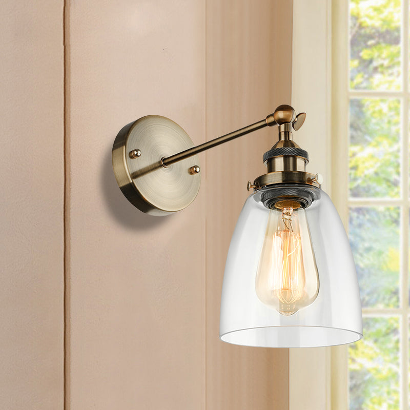 Vintage Style Bronze/Brass/Copper Sconce Light With Clear Glass Shade - Ideal For Living Room