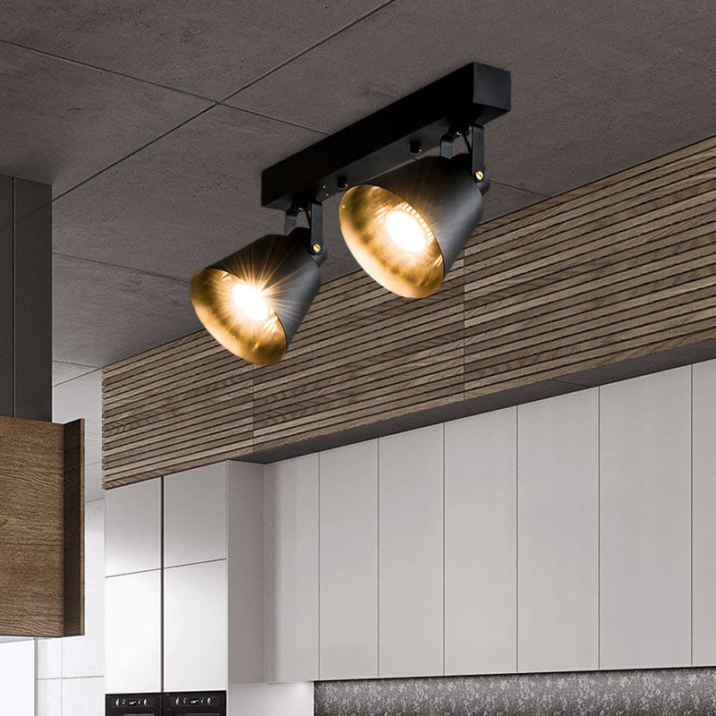 Stylish Bucket Ceiling Light Fixture - Rotatable Semi Flush Mount Lighting with 2/3/4 Lights, Black/White Finish