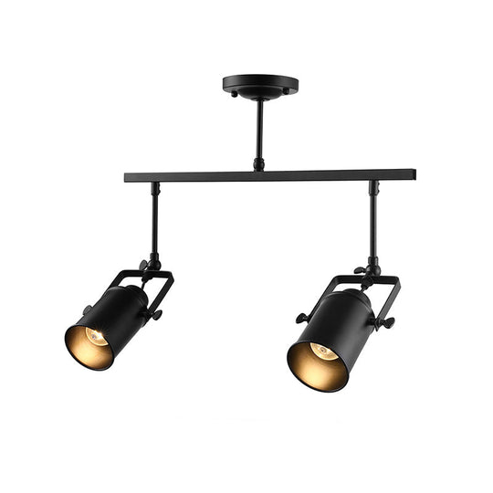 Industrial Style Metallic Cylinder Dining Room Semi-Flush Light Track Fixture - Rotatable