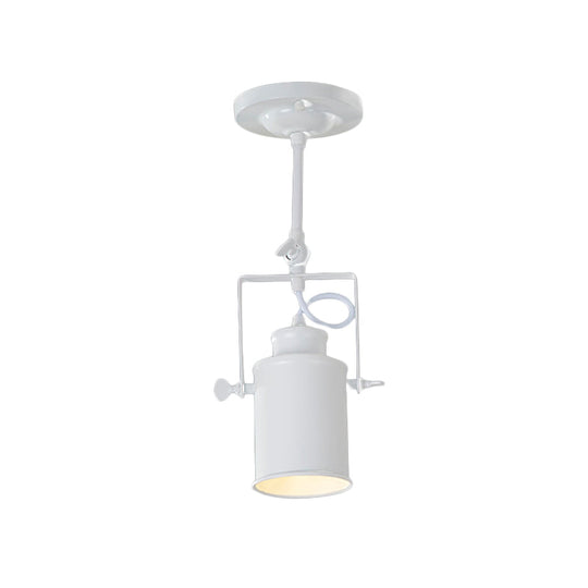 Industrial Style Metallic Cylinder Dining Room Semi-Flush Light Track Fixture - Rotatable