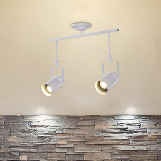 Industrial Style Metallic Cylinder Dining Room Semi-Flush Light Track Fixture - Rotatable