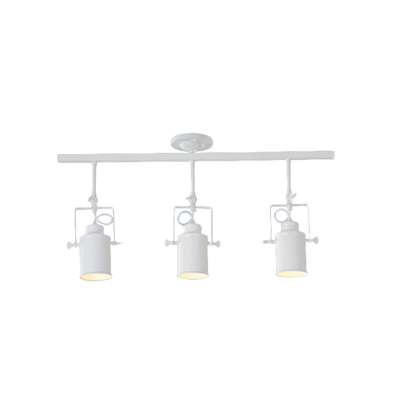 Industrial Style Metallic Cylinder Dining Room Semi-Flush Light Track Fixture - Rotatable